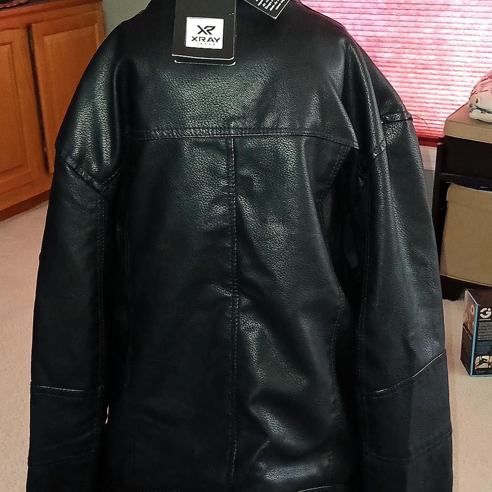 X-RAY Boy's Stand Up Collar Moto-Jacket, Faux Leather w/Sherpa Lining, - Picture 8 of 8
